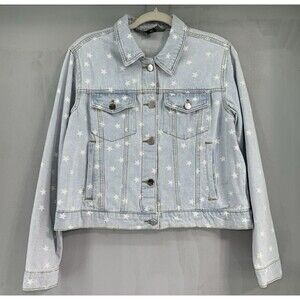 Jou Jou Premium Denim Collection‎ Women's Jean Jacket Medium Pockets Stars NWT